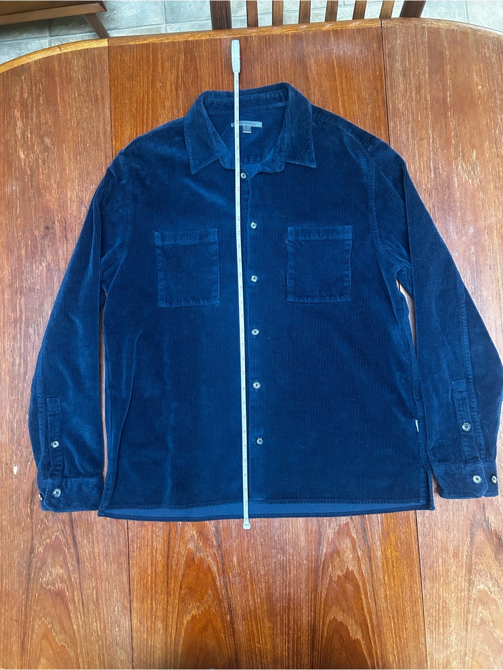 John Varvatos Navy Corduroy Button-Front Shirt Jacket